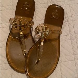 Tory Burch jelly flip flops.